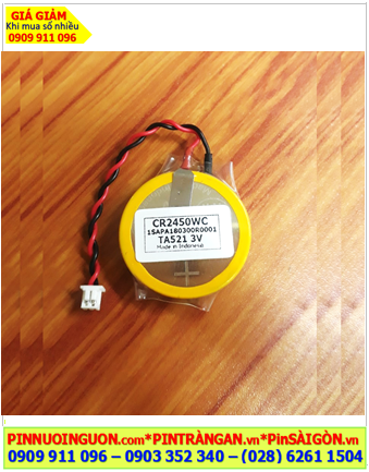Pin CMOS CR2450WC (Dây cắm) _Pin nuôi nguồn CMOS lithium 3v Panasonic CR2450WC /Xuất xứ Indonesia